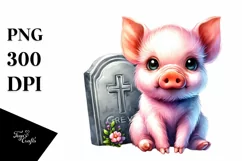 Cute Pig in Style | Watercolor Clipart Product Image 1