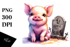 Cute Pig in Style | Watercolor Clipart Product Image 1