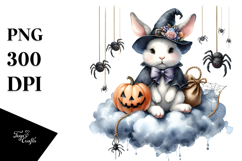 Rabbit on Cloud Halloween PNG Product Image 1