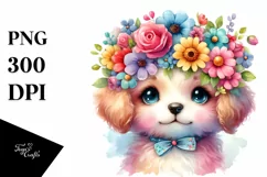 Adorable Flower Crown Puppy, Transparent PNG Product Image 3