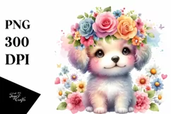 Puppy with Flower Crown PNG Product Image 3