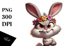 Goofy Rabbit with Flower Crown, Trending PNG Product Image 1