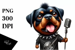 Watercolor Rottweiler Punk Singer Caricature | Sublimation Product Image 1