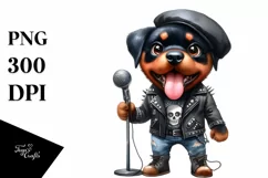 Watercolor Rottweiler Punk Singer Caricature | Sublimation Product Image 3