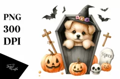 Cute Halloween Baby Puppy PNG Product Image 1