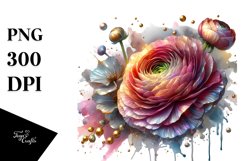 Abstract Shiny Ranunculus Golden Watercolor Splash Clipart Product Image 3