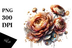 Abstract Shiny Ranunculus Golden Watercolor Splash Clipart Product Image 3