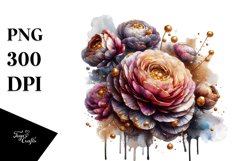 Abstract Shiny Ranunculus Watercolor | Clipart Product Image 1