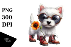 Watercolor Baby West Highland White Terrier Sunglasses Boots Product Image 1