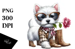 Watercolor Baby West Highland White Terrier Sunglasses Boots Product Image 1
