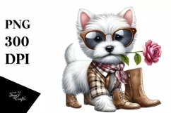 Watercolor Baby West Highland White Terrier Sunglasses Boots Product Image 3