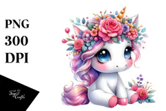 Sitting Baby Unicorn with Cool Haircut, Transparent PNG Product Image 1