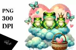 Boho Baby Frog with Heart PNG Product Image 1
