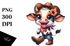 Watercolor Baby Cow Clipart Product Image 3