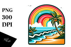 Retro Tropical Beach Rainbow PNG Product Image 1