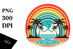 Retro Tropical Beach Rainbow Clipart Product Image 1