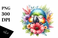 Colorful Watercolor Macaw Flower Clipart Product Image 3