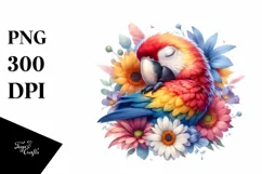 Colorful Watercolor Macaw Flower Clipart Product Image 1