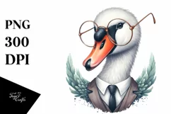 Funny Retro Swan Boho Watercolor | Sublimation Clipart Product Image 1