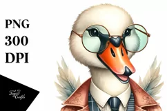 Funny Retro Swan Boho Watercolor | Sublimation Clipart Product Image 1