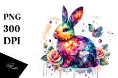 Colorful Bunny Made of Diamonds PNG Product Image 1
