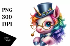 Colorful Baby Unicorn Monocle PNG Product Image 3