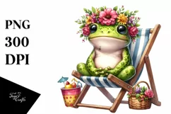 Young Frog, Wreath of Flowers | Clipart Product Image 1