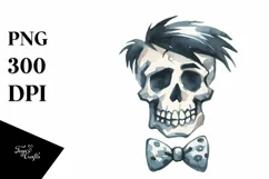 Skull with Hair and Bow, Transparent PNG Product Image 1