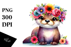 Vibrant Watercolor Otter | Art for Print Product Image 1
