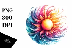Colorful Watercolor Vibrant Sun Clipart Product Image 1