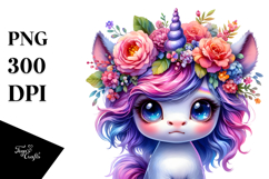 Cute Baby Unicorn with Cool Haircut, PNG Product Image 1