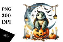 Turtle Dressed for Halloween on Half Moon PNG Product Image 1