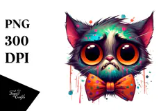 Funny Pumpkin Head Cat, Colorful PNG Product Image 1