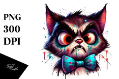 Spooky Cat with Bow and Tie, PNG Product Image 1