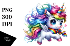 Cute Baby Unicorn Running PNG Product Image 1