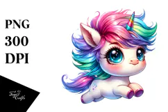 Cute Baby Unicorn Running PNG Product Image 1