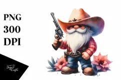 Vibrant Winter Cowboy Gnome, PNG Product Image 1