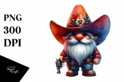 Vibrant Winter Cowboy Gnome, PNG Product Image 3