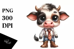 Watercolor Baby Cow Clipart Product Image 3