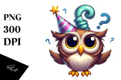 Quirky Owl with Party Hat PNG Product Image 1