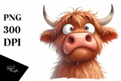 Expressive Funny Highland Cow, PNG Product Image 3