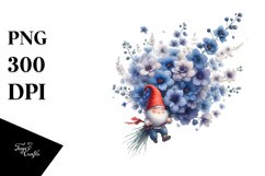 Cute Gnome Holding Delphinium | Sublimation | Clipart Product Image 1