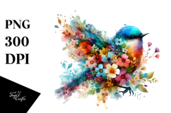 Bird Half of Spring Flowers PNG Product Image 1