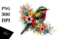 Bird Half of Spring Flowers PNG Product Image 1