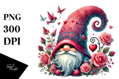 Colorful Valentines Gnome with Victory Sign PNG Product Image 1