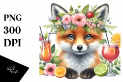Young Fox, Wreath of Flowers | Clipart Product Image 1