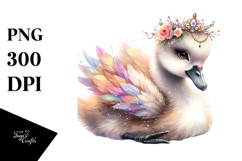 Digital Watercolor Adorning Baby Swan PNG Product Image 1