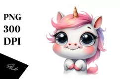 Expressive Funny Baby Face Unicorn, PNG Product Image 3