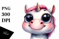 Expressive Funny Baby Face Unicorn, PNG Product Image 1