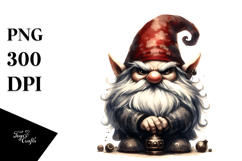 Vintage Evil Gnome Watercolor PNG Product Image 1